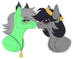 Size: 1024x838 | Tagged: safe, artist:purplegrim40, oc, oc only, earth pony, pony, bust, earth pony oc, jewelry, laurel wreath, necklace, simple background, smiling, transparent background