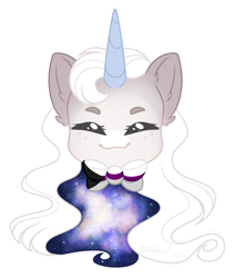 Size: 1024x1216 | Tagged: safe, artist:purplegrim40, oc, oc only, pony, unicorn, bowtie, bust, commission, ethereal mane, female, horn, mare, simple background, smiling, transparent background, unicorn oc, ych result