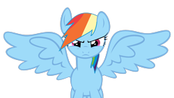 Size: 2132x1212 | Tagged: safe, artist:ravenwolf-bases, artist:twilyisbestpone, rainbow dash, pegasus, pony, g4, alicorn wings, angry, base used, female, frown, looking at you, mare, rainbow dash is not amused, simple background, solo, spread wings, transparent background, unamused, wings