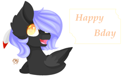 Size: 1288x840 | Tagged: safe, artist:prettyshinegp, oc, oc only, oc:cloudy night, pegasus, pony, bust, hair over one eye, happy birthday, pegasus oc, signature, simple background, smiling, solo, white background