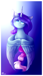 Size: 1200x2100 | Tagged: safe, artist:prettyshinegp, oc, alicorn, pony, alicorn oc, female, horn, mare, signature, smiling, solo, wings