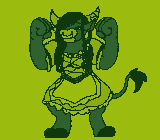 Size: 160x140 | Tagged: safe, artist:brainiac, oc, oc:nein, minotaur, animated, barbarian, crossdressing, fallout equestria:all things unequal (pathfinder), fallout equestria:all things unequal sprites (set), gif, male, pixel art, solo, true res pixel art