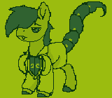 Size: 160x140 | Tagged: safe, artist:brainiac, oc, oc:doctor scorp, bat pony, animated, doctor, fallout equestria:all things unequal (pathfinder), fallout equestria:all things unequal sprites (set), fantasy class, gif, hidden wings, knight, male, paladin, pixel art, robot scorpion tail, solo, stallion, true res pixel art, warrior
