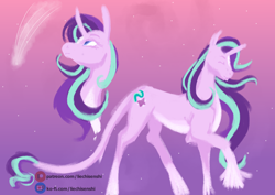 Size: 4960x3508 | Tagged: safe, artist:liechisenshi, starlight glimmer, classical unicorn, pony, unicorn, g4, cloven hooves, horn, leonine tail, pale belly, slender, solo, thin, unshorn fetlocks