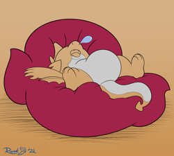 Size: 2000x1800 | Tagged: safe, artist:rupertbluefox, derpibooru exclusive, spike, dragon, series:natg rupert 22, atg 2022, chubby, cute, dichromatic, featureless crotch, floor pillow, limited palette, lying down, male, newbie artist training grounds, nose in the air, on back, pillow, round belly, sketch, sleeping, snot bubble, spikabetes, tongue out, underbelly, winged spike, wings