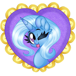 Size: 1280x1280 | Tagged: safe, artist:ladylullabystar, trixie, pony, g4, ;p, cute, diatrixes, one eye closed, simple background, solo, tongue out, transparent background, wink