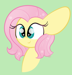 Size: 598x622 | Tagged: safe, artist:sugarcloud12, fluttershy, pony, g4, alternate hairstyle, bust, green background, portrait, simple background, solo