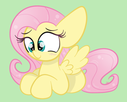 Size: 894x714 | Tagged: safe, artist:sugarcloud12, fluttershy, pony, g4, green background, lying down, palindrome get, prone, simple background, solo