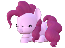 Size: 4000x3000 | Tagged: safe, artist:wissle, pinkie pie, earth pony, pony, g4, 3d, atg 2022, blender, eyes closed, female, high res, lying down, mare, newbie artist training grounds, simple background, sleeping, solo, transparent background