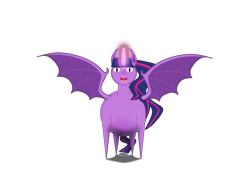 Size: 1172x815 | Tagged: safe, twilight sparkle, alicorn, bat pony, bat pony alicorn, pony, g4, bad art series, bat ponified, bat wings, horn, race swap, solo, twibat, wings