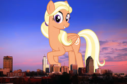 Size: 2048x1365 | Tagged: safe, artist:cheezedoodle96, artist:thegiantponyfan, edit, mane allgood, pegasus, pony, g4, female, giant pegasus, giant pony, giantess, highrise ponies, irl, macro, mare, mega giant, north carolina, photo, ponies in real life, raleigh