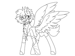 Size: 2000x1500 | Tagged: safe, artist:aakariu, oc, pegasus, pony, adoptable, lineart, simple background, solo, white background, wip