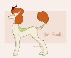 Size: 1200x968 | Tagged: safe, artist:dementra369, autumn blaze, dog, kirin, poodle, g4, abstract background, alternate hairstyle, colored, concave belly, side view, slender, solo, thin