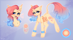 Size: 2604x1452 | Tagged: safe, artist:kutoshi, oc, pony, unicorn, adoptable, advertisement, auction, bag, cutie mark, leonine tail, reference sheet, saddle bag, solo, tail