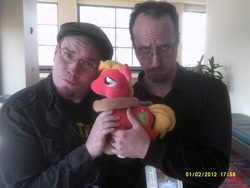 Size: 2048x1536 | Tagged: safe, artist:brinycosplay, big macintosh, human, g4, connecticon, connecticon 2014, doug walker, irl, irl human, photo, plushie, rob walker