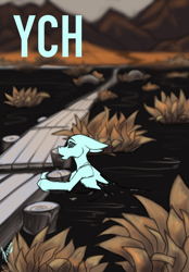 Size: 1640x2360 | Tagged: safe, artist:stirren, goo, pony, bridge, commission, living latex, quicksand, river, sinking, solo, stuck, your character here