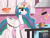 Size: 1600x1200 | Tagged: safe, artist:gray star, princess celestia, alicorn, pony, g4, apron, clothes, cute, cutelestia, ethereal mane, ethereal tail, female, food, herbivore, hoof shoes, kitchen, levitation, magic, mare, naked apron, pancakes, plate, smiling, strawberry, table, tail, telekinesis, whipped cream