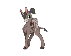 Size: 1271x1005 | Tagged: safe, artist:epicvon, oc, oc only, donkey, horn, ponytail, simple background, solo, white background, wings