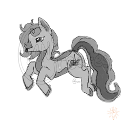 Size: 2048x2048 | Tagged: safe, artist:moone#2692, oc, oc only, oc:cj vampire, earth pony, pony, high res, monochrome, simple background, sketch, solo, white background