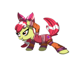 Size: 2923x2387 | Tagged: safe, artist:crystalfire562, apple bloom, earth pony, pony, g4, female, filly, foal, grin, high res, martial arts, outfit, simple background, smiling, solo, transparent background