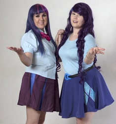 Size: 1080x1147 | Tagged: safe, rarity, twilight sparkle, human, equestria girls, g4, clothes, cosplay, costume, duo, irl, irl human, oz comic con, photo