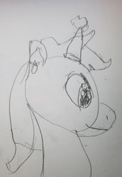 Size: 2123x3077 | Tagged: safe, artist:joeydr, oc, oc only, oc:vanillaberry swirl, earth pony, food pony, pony, female, food, hat, high res, mare, newbie artist training grounds, party hat, ponified, solo, traditional art