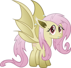 Size: 3200x3034 | Tagged: safe, artist:php178, fluttershy, bat pony, pegasus, pony, cinemare sins, bats!, g4, my little pony: the movie, .svg available, bat ponified, bootstrap paradox, claws, cute, female, flutterbat, high res, inkscape, inverted mouth, looking at you, messy mane, messy tail, movie accurate, race swap, red eyes, shyabates, shyabetes, simple background, smiling, smiling at you, solo, svg, tail, transparent background, vector, wing claws, wings