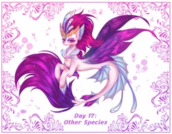 Size: 1775x1375 | Tagged: safe, artist:rainbowmoon2512, queen novo, merpony, seapony (g4), g4, my little pony: the movie, bubble, collar, colored pupils, crown, cute, digital art, dorsal fin, eyelashes, female, fin wings, fins, fish tail, flowing tail, jewelry, lidded eyes, looking at you, purple eyes, purple mane, purple wings, regalia, simple background, smiling, smiling at you, solo, tail, underwater, water, wings
