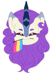 Size: 1400x2000 | Tagged: safe, artist:purplegrim40, oc, oc only, kirin, bust, commission, eyes closed, kirin oc, mouth hold, pansexual pride flag, pride, pride flag, simple background, smiling, solo, transparent background, ych result