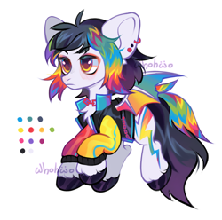 Size: 1788x1777 | Tagged: safe, artist:whohwo, oc, oc only, bat pony, pony, bat pony oc, chains, chest fluff, clothes, ear piercing, male, piercing, simple background, solo, stallion, unshorn fetlocks, white background, wings