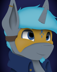 Size: 1080x1350 | Tagged: safe, artist:tiviyl, oc, pony, unicorn, clothes, coat, ear piercing, equestria divided: reunification, facial hair, male, mask, piercing, solo, stallion
