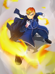 Size: 2608x3500 | Tagged: safe, artist:lummh, spitfire, human, g4, anime, clothes, cosplay, costume, fullmetal alchemist, high res, humanized, roy mustang, solo
