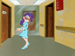 Size: 1435x1080 | Tagged: safe, artist:trinityinyang, edit, rarity, human, g4, channel one russia, clothes, cyrillic, dress, glasses, humanized, nu pogodi, ort, public russian television, skinny, slender, soyuzmultfilm, thin, vid's adventures in ostankino, ну погоди!, приключения вида в останкино