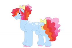 Size: 1280x854 | Tagged: safe, artist:itstechtock, oc, oc only, oc:scrub-a-dub, earth pony, pony, bow, female, mare, parent:pokey pierce, parent:twisty pop, simple background, solo, tail, tail bow, white background