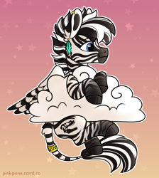 Size: 1300x1450 | Tagged: safe, artist:pink-pone, oc, oc:boris, zebra, zebrasus, cloud, male, solo
