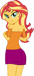 Size: 1024x2273 | Tagged: safe, artist:emeraldblast63, sunset shimmer, human, equestria girls, g4, ass, bedroom eyes, breasts, bunset shimmer, busty sunset shimmer, butt, jacketless, looking at you, looking back, looking back at you, looking over shoulder, sexy, simple background, solo, stupid sexy sunset shimmer, transparent background