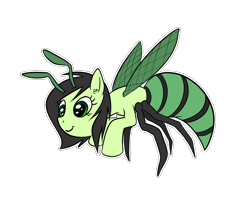 Size: 1340x1080 | Tagged: safe, artist:happy harvey, oc, oc:filly anon, bee pony, insect, original species, wasp, antennae, cute, ear fluff, female, filly, foal, insect wings, phone drawing, simple background, species swap, transparent background, wings