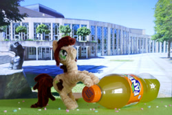 Size: 2770x1847 | Tagged: safe, alternate version, artist:malte279, oc, oc:canni soda, earth pony, pony, galacon, chenille, chenille stems, chenille wire, craft, earth pony oc, fanta, mascot, pipe cleaner sculpture, pipe cleaners