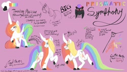 Size: 3500x2000 | Tagged: safe, artist:veesocks, oc, oc only, oc:blacklight flash, oc:prismatic symphony, pegasus, pony, unicorn, high res, horn, impossibly large horn, reference sheet