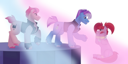 Size: 1280x640 | Tagged: safe, artist:itstechtock, limelight, pacific glow, turbo bass, earth pony, pony, g4, female, limeglow, male, mare, shipping, simple background, stallion, straight, transparent background