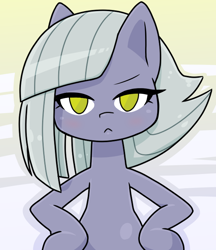 Size: 640x740 | Tagged: safe, artist:batipin, limestone pie, earth pony, pony, g4, :<, female, hoof on hip, looking at you, mare, solo