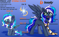 Size: 4000x2500 | Tagged: safe, artist:stesha, oc, oc only, oc:flaming dune, pony, advertisement, any gender, any race, any species, chibi, clothes, commission, commission info, cutie mark, digital art, price list, price sheet, reference sheet, scarf, striped scarf, text
