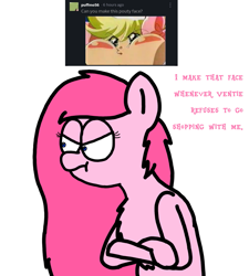 Size: 1275x1414 | Tagged: safe, artist:professorventurer, oc, oc:cassie venturer, pony, series:ask cassie, deviantart, scrunchy face