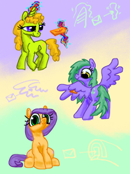 Size: 2048x2732 | Tagged: safe, artist:ja0822ck, oc, alicorn, pegasus, pony, unicorn, high res, looking at you, smiling, spread wings, wings