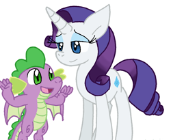 Size: 932x764 | Tagged: safe, artist:cmara, rarity, spike, dragon, pony, unicorn, g4, duo, female, male, ship:sparity, shipping, simple background, straight, white background, winged spike, wings