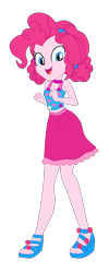 Size: 1906x4788 | Tagged: safe, alternate version, artist:gmaplay, pinkie pie, human, equestria girls, g4, i'm on a yacht, spoiler:eqg series (season 2), bare shoulders, clothes, female, open mouth, simple background, skirt, sleeveless, solo, transparent background