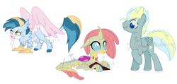 Size: 1600x761 | Tagged: safe, artist:ipandacakes, oc, oc only, dragonling, griffon, hippogriffon, hybrid, pegasus, pony, base used, interspecies offspring, magical lesbian spawn, male, obtrusive watermark, offspring, parent:gallus, parent:lightning streak, parent:misty fly, parent:ocellus, parent:silverstream, parent:smolder, parents:gallstream, parents:smolcellus, simple background, stallion, transparent background, watermark