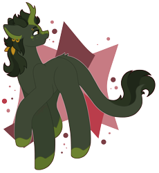 Size: 3000x3256 | Tagged: safe, artist:calibykitty, oc, kirin, pony, artfight, artfight2022, ear piercing, earring, ears back, eyebrow piercing, fluffy mane, high res, hooves, jewelry, kirin oc, long tail, looking up, markings, multicolored hair, multicolored mane, piercing, raised hoof, raised leg, scales, side view, simple background, solo, spots, tail, transparent background