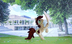 Size: 1650x1000 | Tagged: safe, alternate version, artist:malte279, part of a set, oc, oc:canni soda, earth pony, pony, galacon, animated, butt, chenille, chenille stems, chenille wire, craft, earth pony oc, hat, mascot, pipe cleaner sculpture, pipe cleaners, plot, rotating, rotation