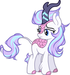 Size: 902x967 | Tagged: safe, artist:sirrainium, oc, oc only, oc:halcyon, oc:halcyon (across the divide), kirin, pony, fallout equestria, eyebrows, fallout equestria: across the divide, female, frown, kirin oc, lidded eyes, looking back, mare, simple background, solo, transparent background, vector